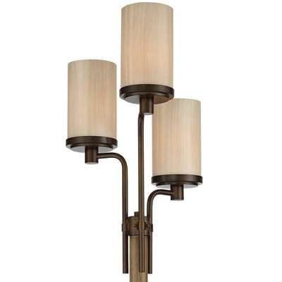 Bronze Faux Wood Multi-Head Torchiere Floor Lamp