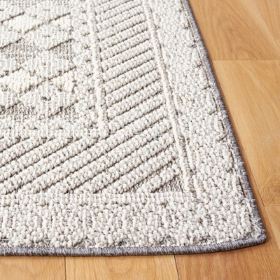 Gray Synthetic Square Indoor/Outdoor Area Rug