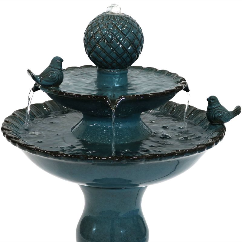 Sunnydaze 27"H Electric Green Ceramic 2-Tier Resting Birds Outdoor Water Fountain, 5 of 14