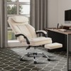 Vynxaria Ergonomic Executive Accent Chair with Footrest and Removable Headrest, Beige - 4 of 4