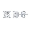 Bella Silver Sterling Silver, Solitaire 6mm Princess-Cut CZ, 18" Necklace & Earrings Set - 2 of 4
