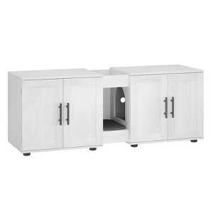 Double Litter Box Enclosure, Litter Box Enclosure with Double Room,Cat Hidden Litter Box Enclosure Furniture - 1 of 4