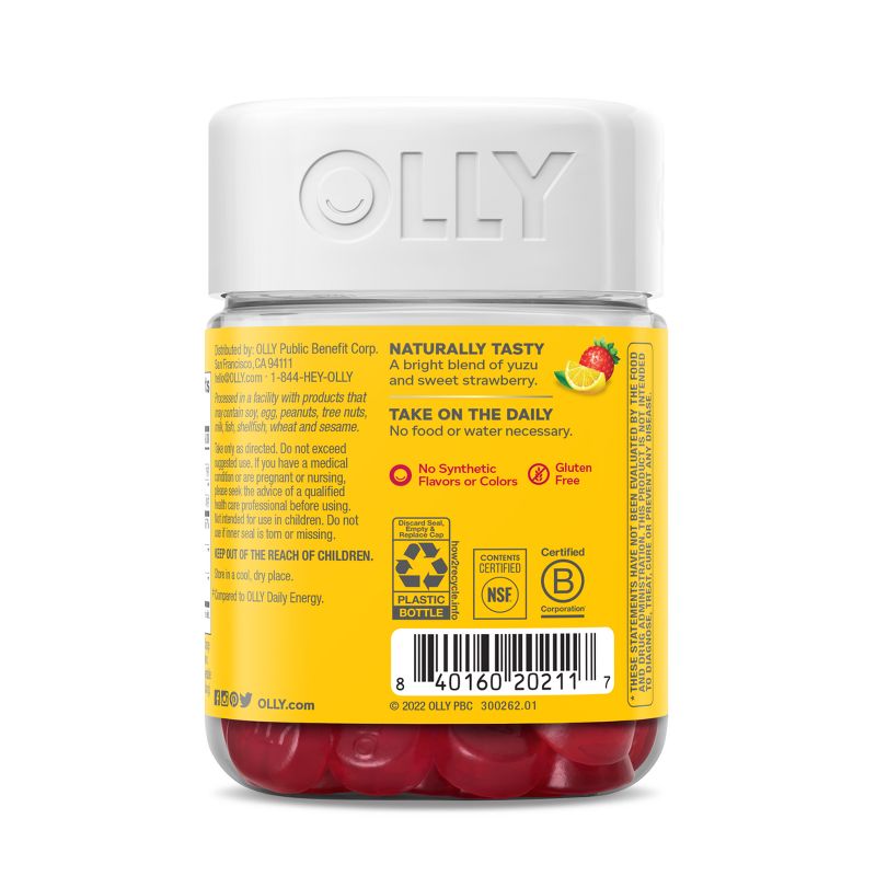 OLLY Extra Strength Daily Energy, 1000 mcg, Vitamin B12 and Caffeine-Free Gummies - Berry Yuzu Flavor - 60ct, 6 of 11