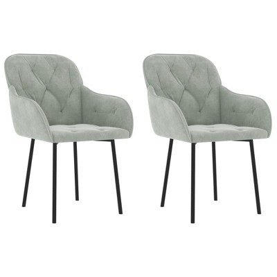 vidaXL Dining Chairs, 2 Pcs, Light Gray Velvet