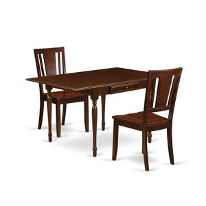 Art Deco Dining Set - 3 Piece Table & Chair Set - Mahogany Finish - Small Kitchen Table - 1 of 4