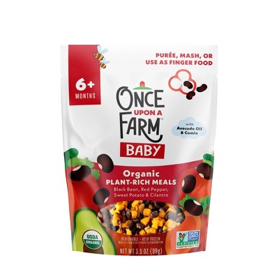 Once Upon a Farm Baby Organic Frozen Plant-Rich Meals with Black Bean, Red Pepper, Sweet Potato &#38; Cilantro - 3.5oz