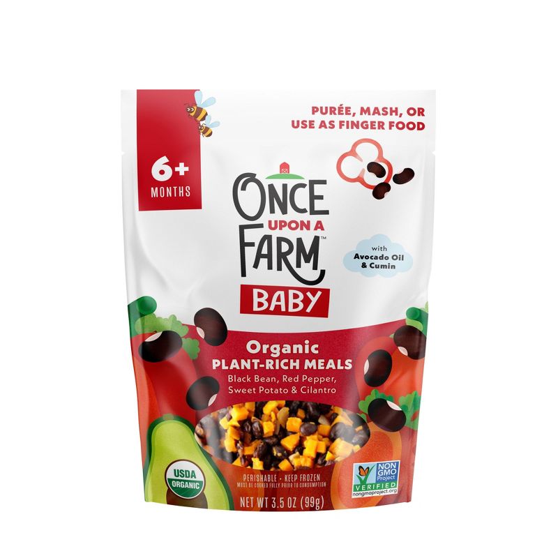 Once Upon a Farm Baby Organic Frozen Plant-Rich Meals with Black Bean, Red Pepper, Sweet Potato &#38; Cilantro - 3.5oz, 1 of 5