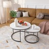 GlasFlength End Table Set of 2, Industrial Wood Finish with Sturdy Metal Frame for Living Room, Bedroom, Patio, White, 27.56"*27.56"*17.72" - 3 of 4
