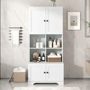 Whisen Bathroom Floor Storage Cabinet with 4 Doors, Adjustable Shelves and Open Style multi-layer Shelves - 2 of 4