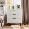 Modern Fluted 3 Drawer Dresser for Bedroom, Wide Chest of Drawers with Metal Handles Legs, Clothes Storage Cabinet Organizer for Living Room - 3 of 4