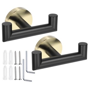 Unique Bargains 304 Stainless Steel Rust Resistant Wall Mount Bath Double Towel Hook 2 Pcs - 1 of 4