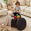 Bekrvio Swivel Storage Ottoman,Acacia Wood Wood Frame, Leather Upholstered Round Footstool, Hidden Storage Pouf for Living Room - 2 of 4