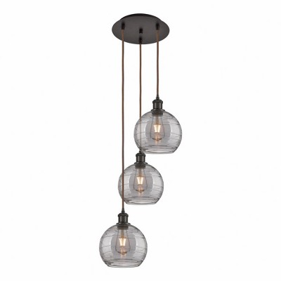 Athens Deco Swirl - 3 Light Cord Hung Multi Pendant In Industrial Style-30.38 Inches Tall and 14.5 Inches Wide
