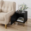 Rattan Night Stands Set 2, Modern Farmhouse Pattern Side Table, End Table with Tray - 4 of 4