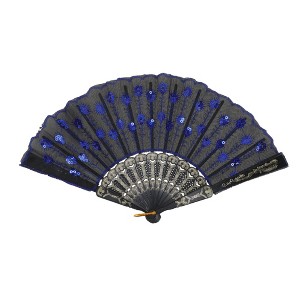 Unique Bargains Sequins Folding Fan 1 Pc - 1 of 4