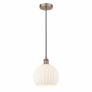 White Venetian - 1 Light Cord Hung Mini Pendant In Modern Style-11.75 Inches Tall and 10 Inches Wide - 1 of 1