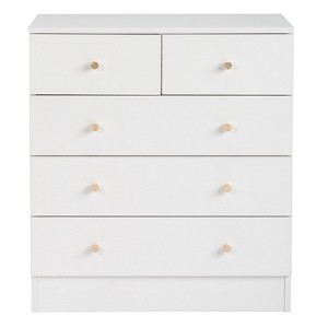 Resenkos 5 Drawer Dresser with Gold Handle, Nursery Dresser Chest Of Drawers Organizer, White - 1 of 4