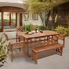 LuxenHome Carmel Solid Wood Extendable Outdoor Dining Table Brown - 4 of 4