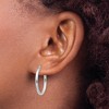 Black Bow Jewelry 2mm x 20mm Polished 14k White Gold Classic Oval Tube Hoop Earrings - 3 of 4