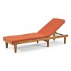 Nadine 3pc Outdoor Acacia Wood Chaise Lounge Set with Cushions - Teak/Orange - Christopher Knight Home - 4 of 4