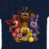 Five Nights At Freddy's Plush Characters Group Shot Youth Navy Crew Neck Short Sleeve T-shirt - 2 of 3