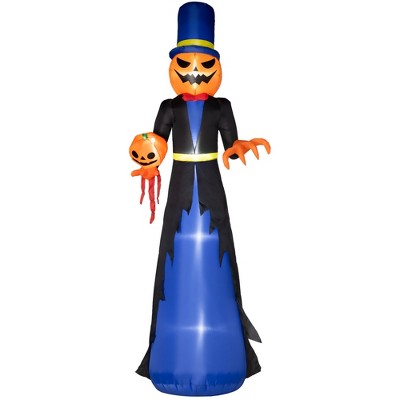 HOMCOM 10ft Inflatable Halloween Pumpkin Head Reaper, Halloween Decoration with LED Lights for Garden Indoor Outdoor