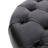 PAGED Round Footrest Ottoman Modern Coffee Table with Tempered Glass Top, Velvet Entryway Ottoman Bench for Living Room, Bedroom - 4 of 4