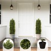 Cesicia 47.2" Artificial Cypress Tree Straight Tapered Shape Green Faux Plant, 2pcs/set - 3 of 4
