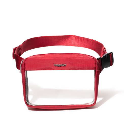 Baggallini Clear Stadium Belt Bag Sling Red