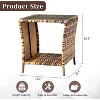 VINGLI Outdoor Wicker Side Table Patio Side Tables for Outside, Tempered Glass Top Wicker Table with Storage End Table for Balcony Porch Deck - 3 of 4