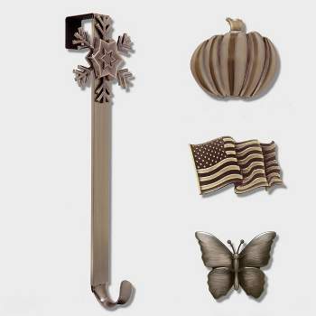 Haute Decor Christmas Adjustable Wreath Hanger with Icon Bundle Bronze Flag/Snowflake/Pumpkin/Butterfly