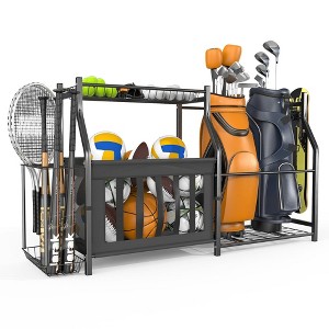MOEPISY Garage Sports Equipment Organizer, Ball Storage Stand, Indoor Golf Bags Stand for Garage - 1 of 4