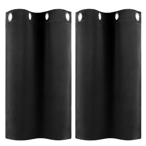 Unique Bargains Short Blackout Polyester Fiber Curtains 2 Panels - 1 of 3