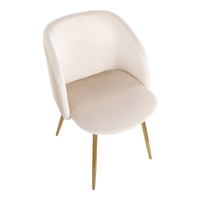 White Velvet Upholstered Arm Chair with Metal Legs