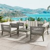 4-Piece Acacia Wood Patio Seating Set,Outdoor Patio Set With Soft Cushions And Coffee Table,Patio Small Space Chat Set -Maison Boucle - 3 of 4