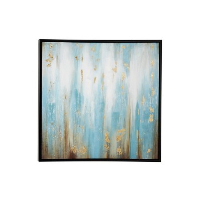 39.5" x 39.5" Large Contemporary Abstract Painting in Square Framed Turquois/Gold - Olivia & May