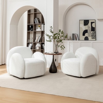SEYNAR Modern Glam Boucle Upholstered Swivel Accent Armchair Set of 2