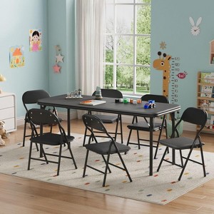 Nasitip 7 Piece Folding Kids Table and Chairs Set,Activity Table and Chairs Set for Dining Room,Daycare,Classrooms - 1 of 4