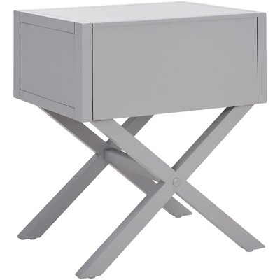 Grey Acacia Wood Cross Leg 1 Drawer Nightstand