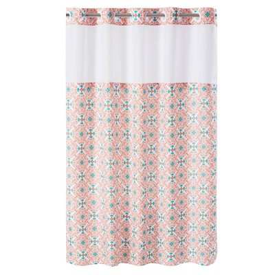 teal coral shower curtain