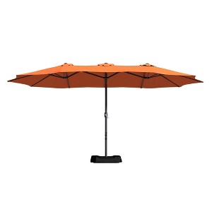 Mondawe 15ft Rectangular Double-Sided Outdoor Patio Market Umbrella with Base Included - 1 of 4