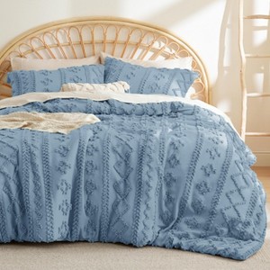 2-3 Pcs Tufted Boho Comforter Set Bed Set GentleSoft Farmhouse Shabby Chic Embroidery Bedding - 1 of 4