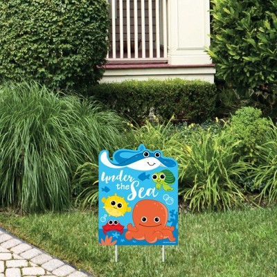 Big Dot of Happiness Under the Sea Critters - Outdoor Lawn Sign - Baby Shower or Birthday Party Yard Sign - 1 Piece