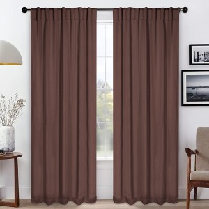 Classic Modern Solid Room Darkening Semi-Blackout Curtains, Back Tabs, Set of 2 by Blue Nile Mills - 1 of 4