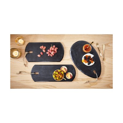 Artisan Black Marble Serving Board with Leather Loop