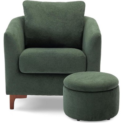 Fluffy Accent Reading Chair with Ottoman