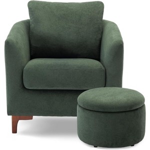 Fluffy Accent Reading Chair with Ottoman - 1 of 1