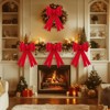 Aoibox 2 Pcs Red Velvet Christmas Bows 16x24 Inch Large Glitter Gold Edge Tree Topper Wreath Bow Outdoor Indoor Holiday Decor - 2 of 4