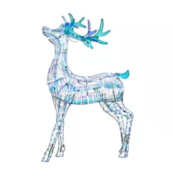 National Tree Company Indoor or Outdoor 48 Inch Prelit Iridescent Tinsel Standing Reindeer Festive Christmas Holiday Decoration with 105 LED Lights