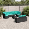 vidaXL 10 Piece Patio Sofa Set with Cushions Black Poly Rattan - 2 of 4